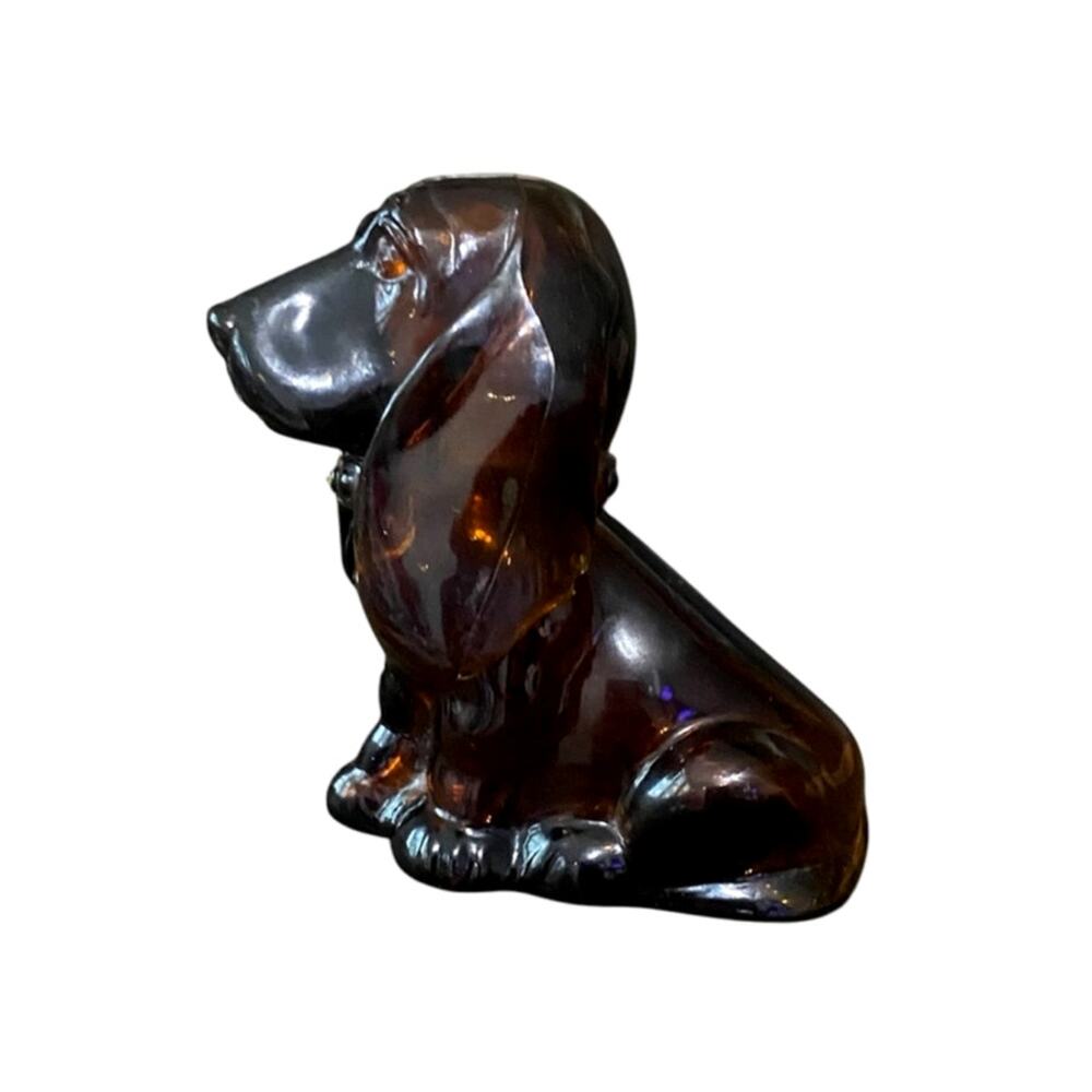 Vintage Avon Amber Glass Basset Hound Perfume Bottle Decanter Empty